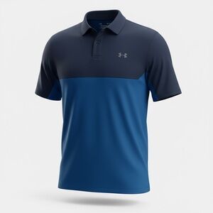 Under Armour HeatGear Performance Polo Shirt Medium Colorblock Blue